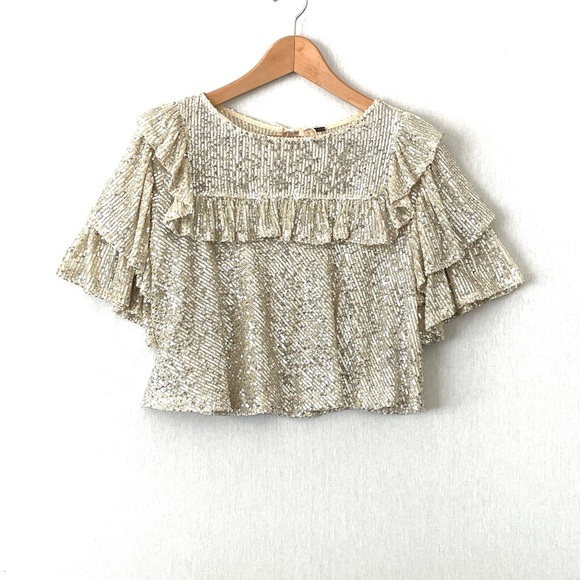 Free People Dance Floor Sequin Ruffle Top - Picture 6 of 12